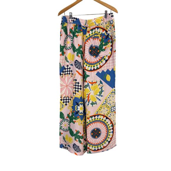 NWT Maeve Anthropologie Straight Leg Pink/Rose
 Abstract Print Pants sz M - Picture 2 of 14